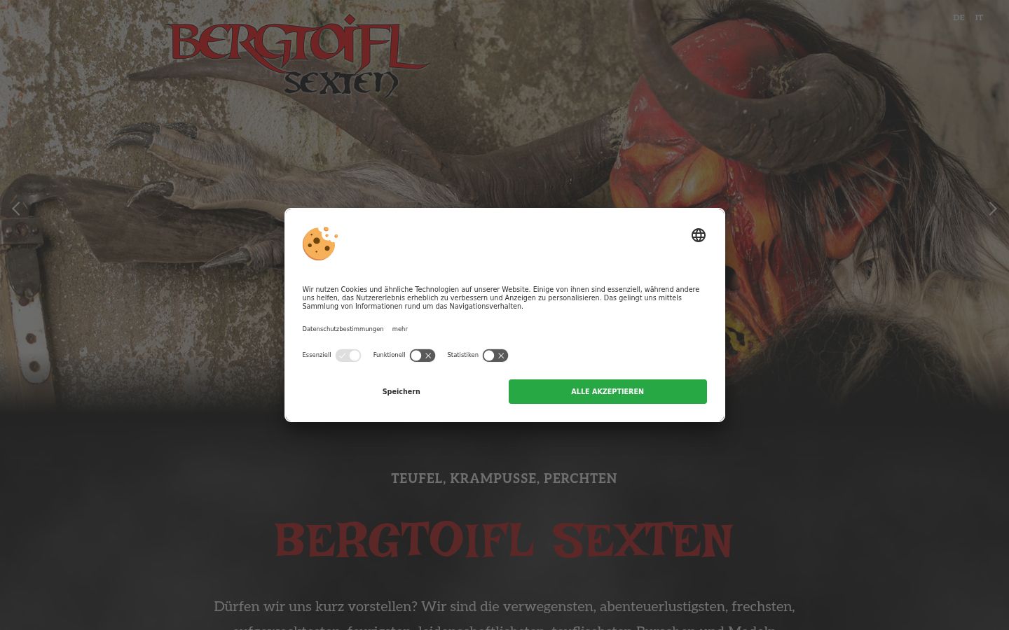 Screenshot des Einwilligungsbanners vor jeglicher Interaktion