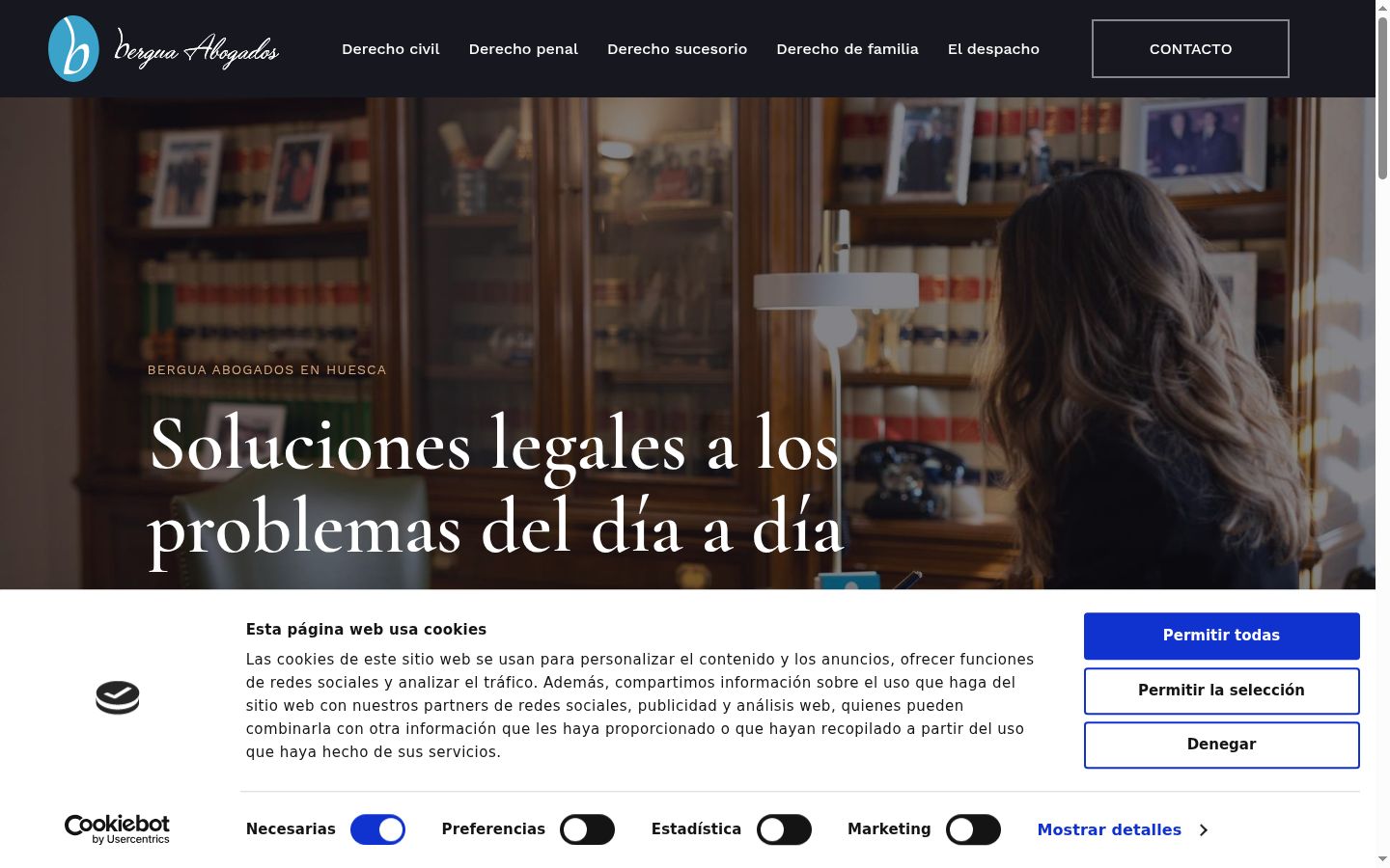 Captura de ecrã do banner de consentimento apresentado antes de qualquer interação
