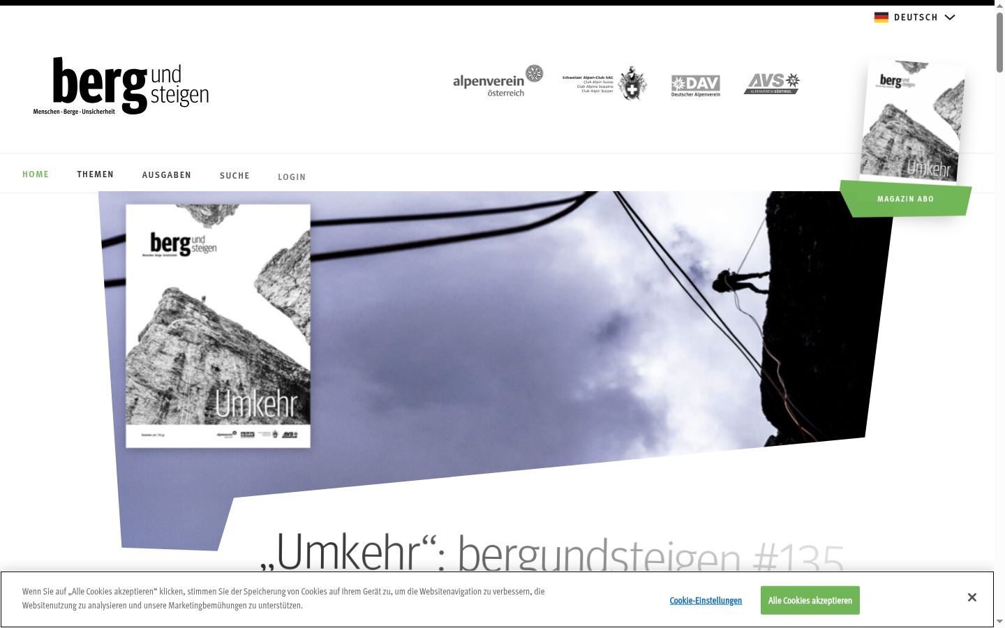 Screenshot des Einwilligungsbanners vor jeglicher Interaktion