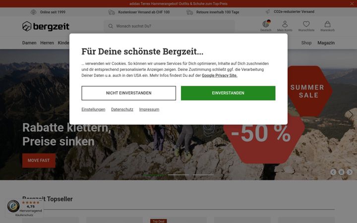 Screenshot of bergzeit.ch