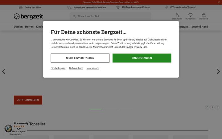 Screenshot van bergzeit.de