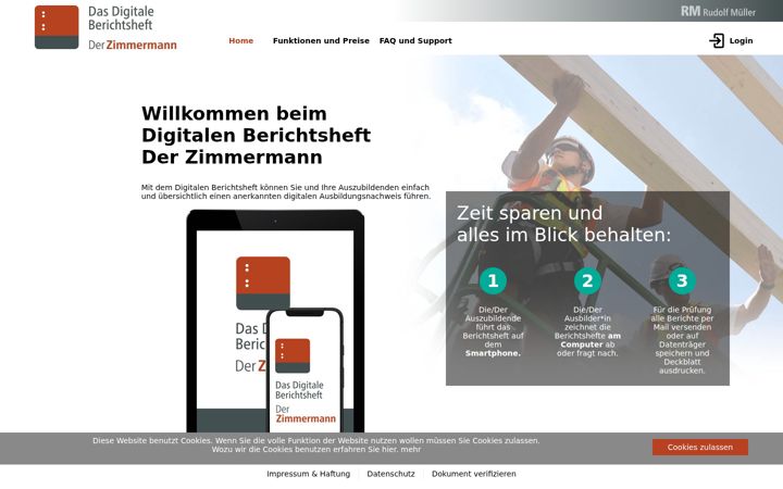Screenshot of berichtsheft-derzimmermann.de