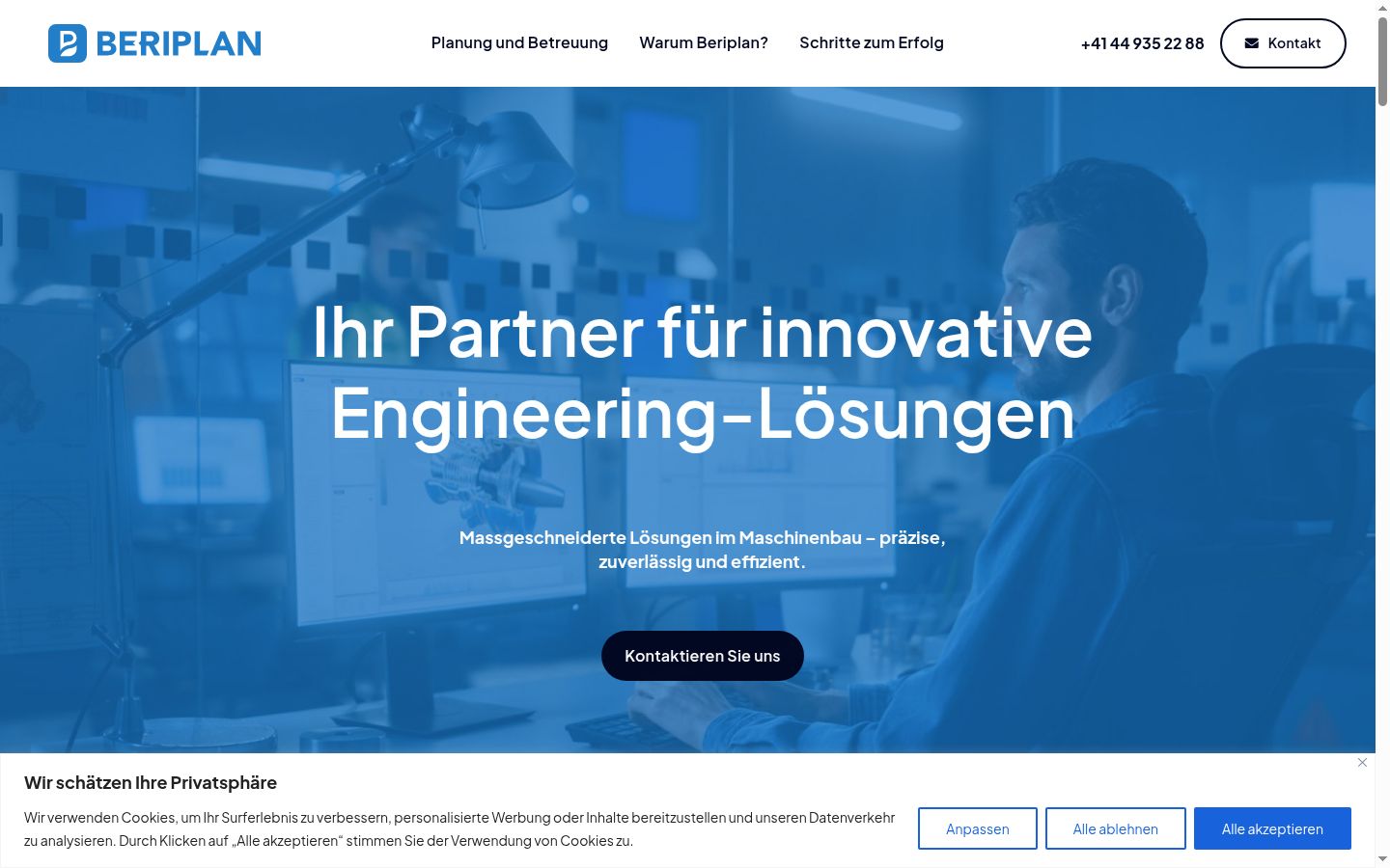 Screenshot des Einwilligungsbanners vor jeglicher Interaktion