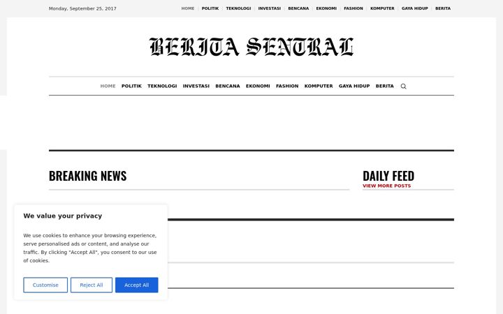 Screenshot of beritasentral.com