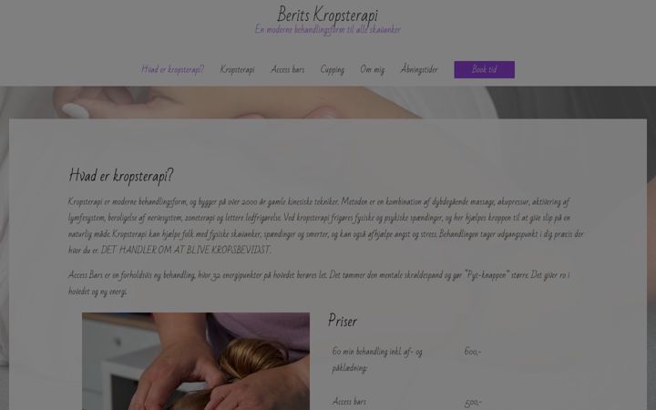 Screenshot of beritskropsterapi.dk