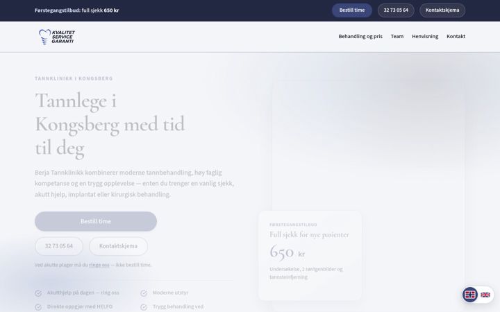 Screenshot of berjasentertannklinikk.no