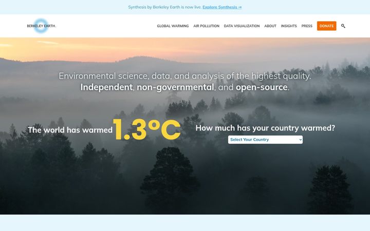 Screenshot of berkeleyearth.org