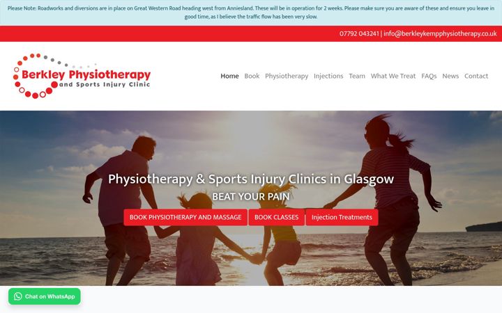 Captura de ecrã de berkleykempphysiotherapy.co.uk