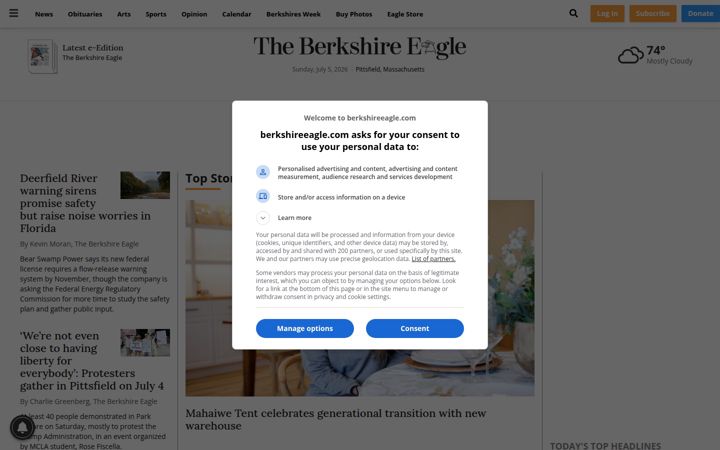 Screenshot of berkshireeagle.com