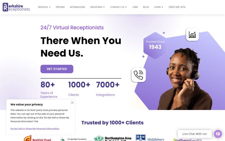 Screenshot of berkshirereceptionists.com