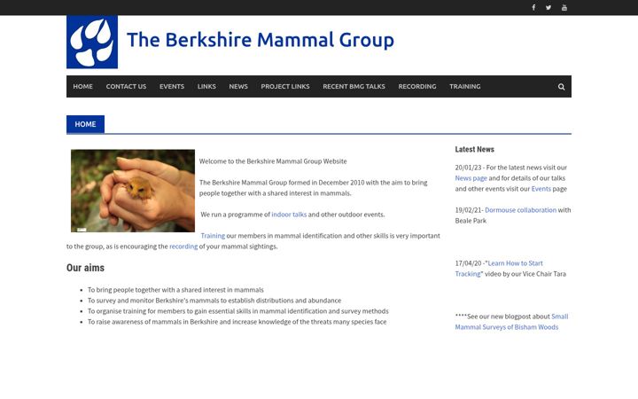 Screenshot of berksmammals.org.uk