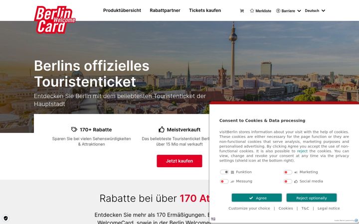 Screenshot of berlin-welcomecard.de