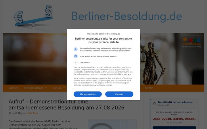Екранна снимка на berliner-besoldung.de