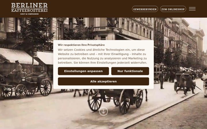 Screenshot of berliner-kaffeeroesterei.de