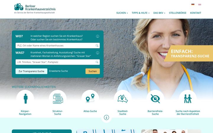 Screenshot of berliner-krankenhausverzeichnis.de