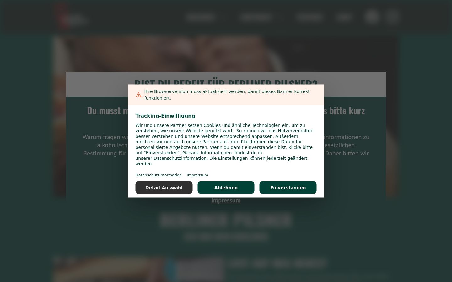 Screenshot of the consent banner shown before any interaction