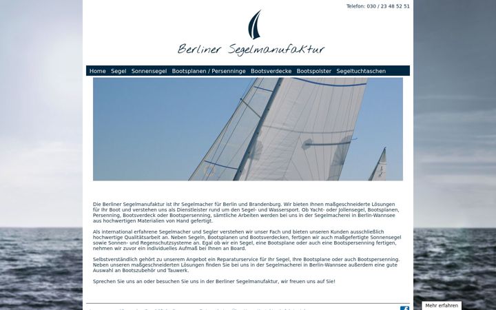 Screenshot of berliner-segelmanufaktur.de