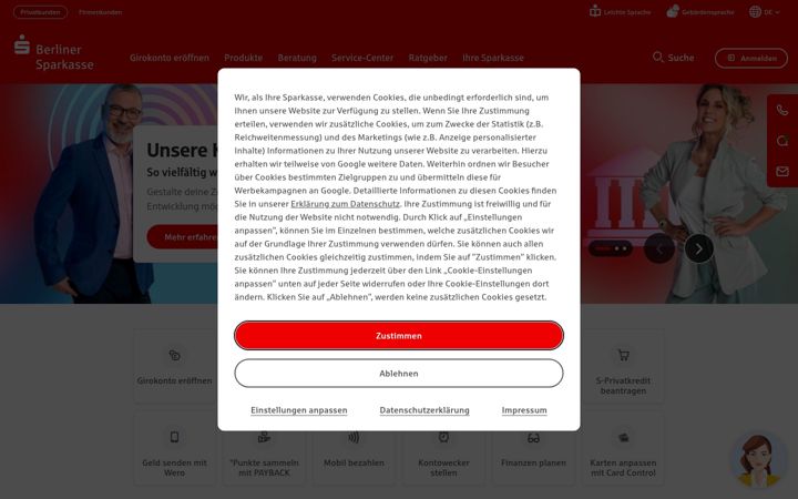 Screenshot of berliner-sparkasse.de