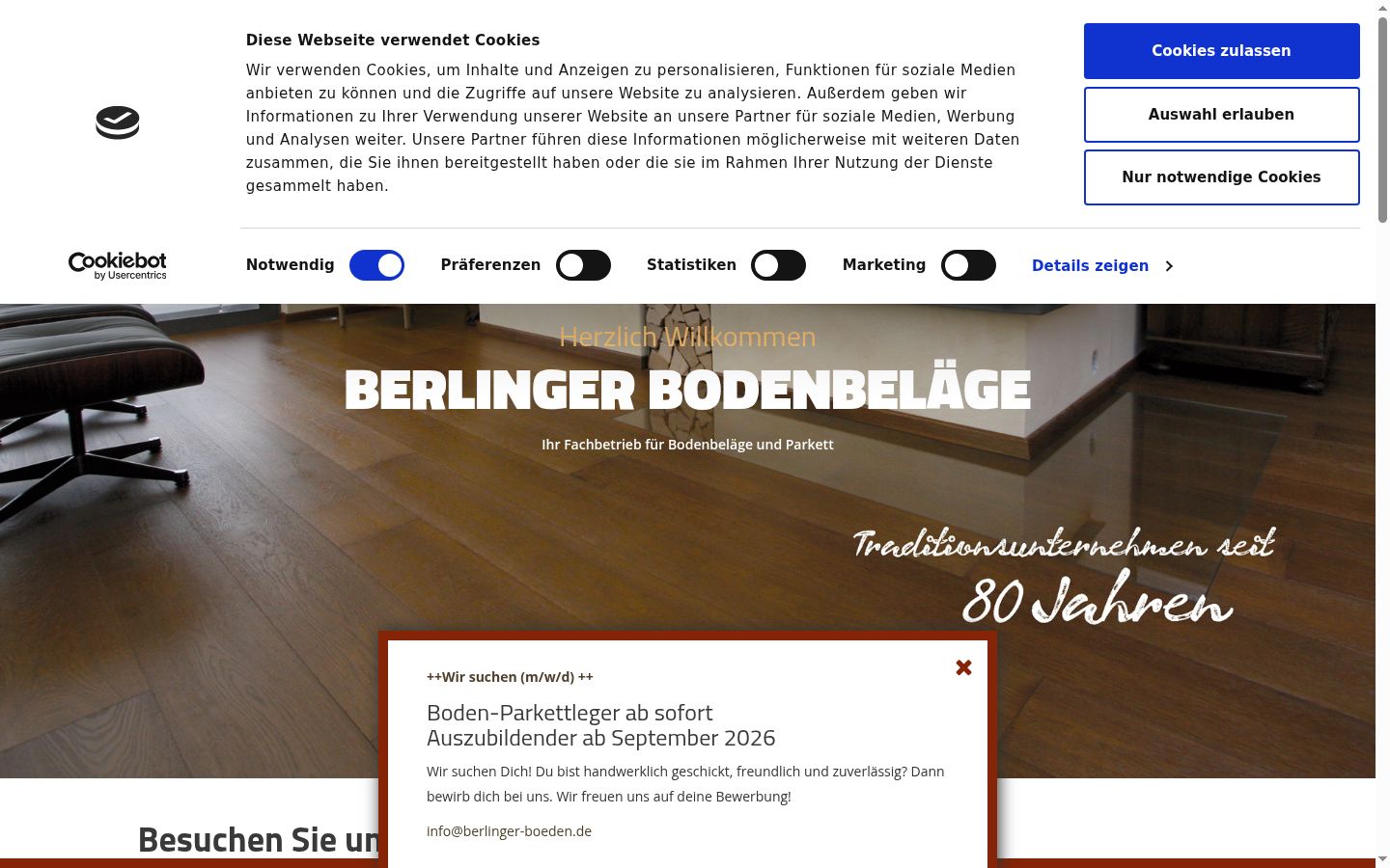 Screenshot del banner di consenso mostrato prima di qualsiasi interazione