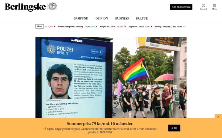 Screenshot of berlingske.dk