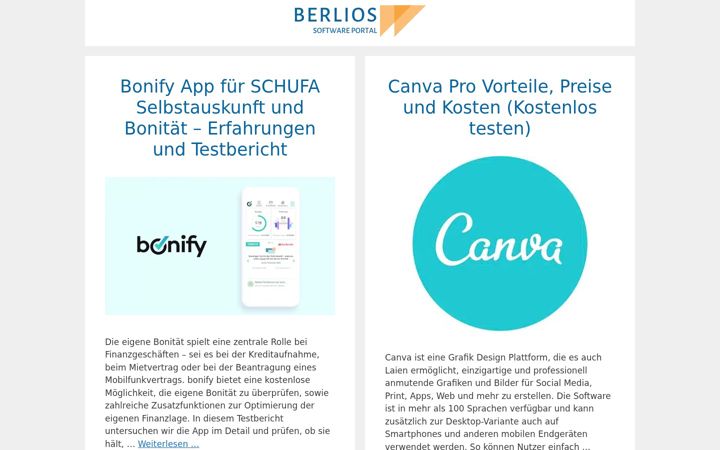 Screenshot ta' berlios.de