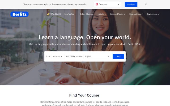 Posnetek zaslona berlitz.com