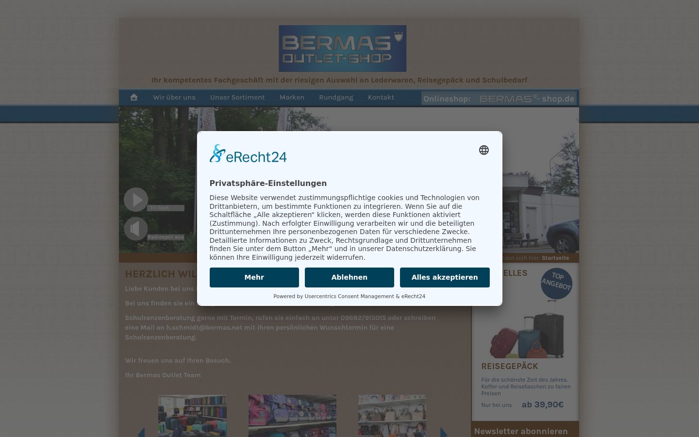 Screenshot del banner di consenso mostrato prima di qualsiasi interazione