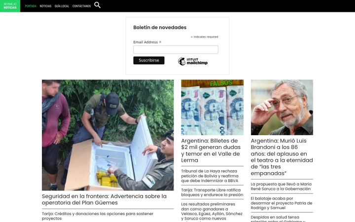 Captură de ecran a bermejo.com.bo
