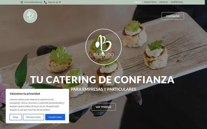 Kuvakaappaus sivustosta bermudocatering.es