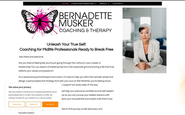 Screenshot of bernadettemusker.com