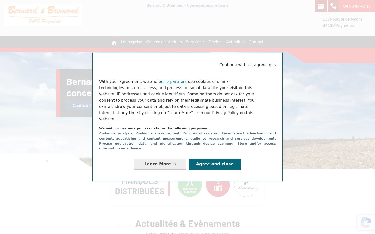Screenshot del banner di consenso mostrato prima di qualsiasi interazione