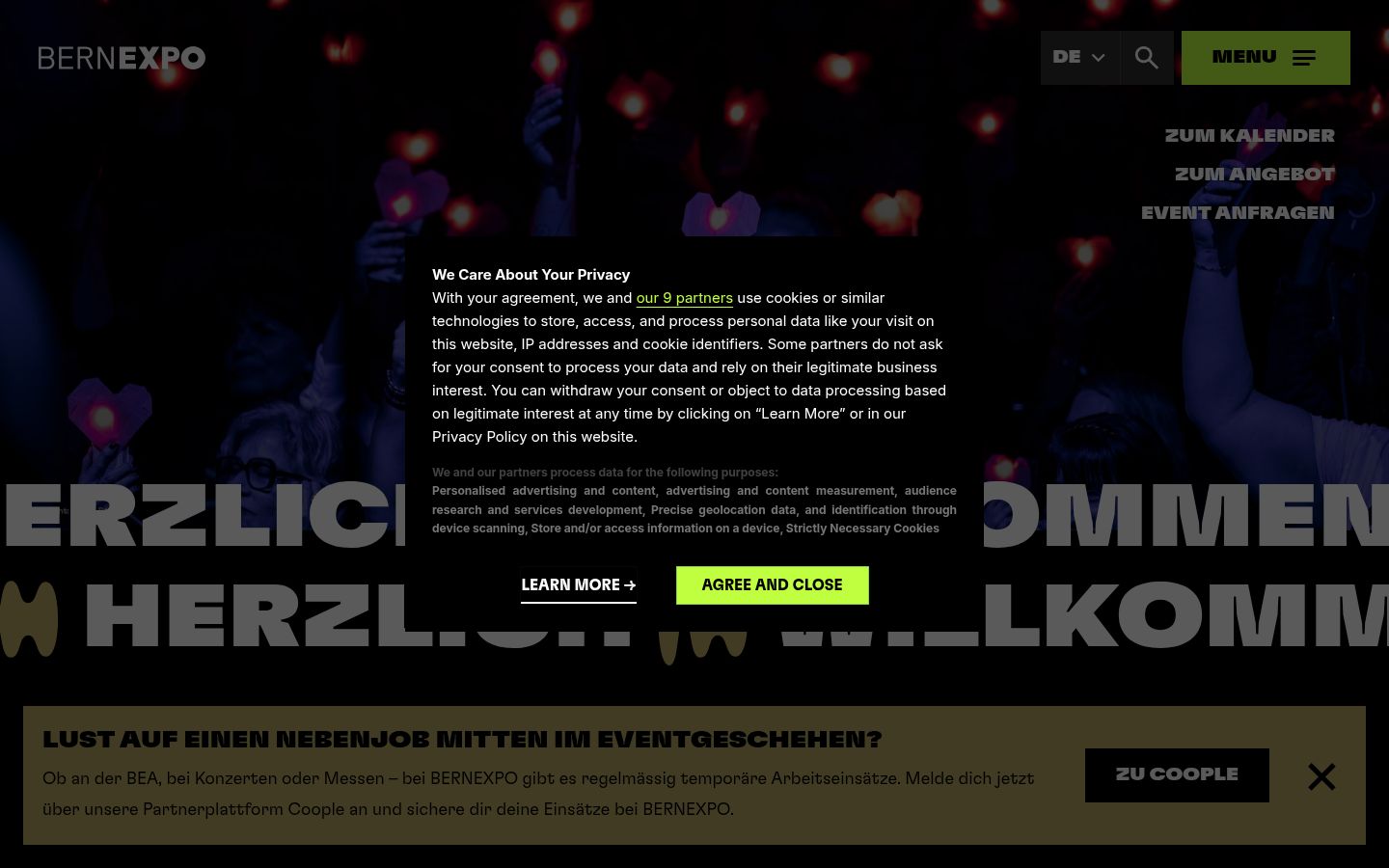 Screenshot tal-banner tal-kunsens muri qabel kwalunkwe interazzjoni