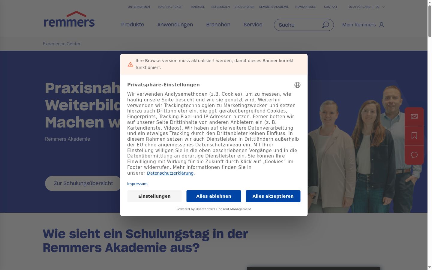 Zrzut ekranu banera zgody wyświetlanego przed jakąkolwiek interakcją