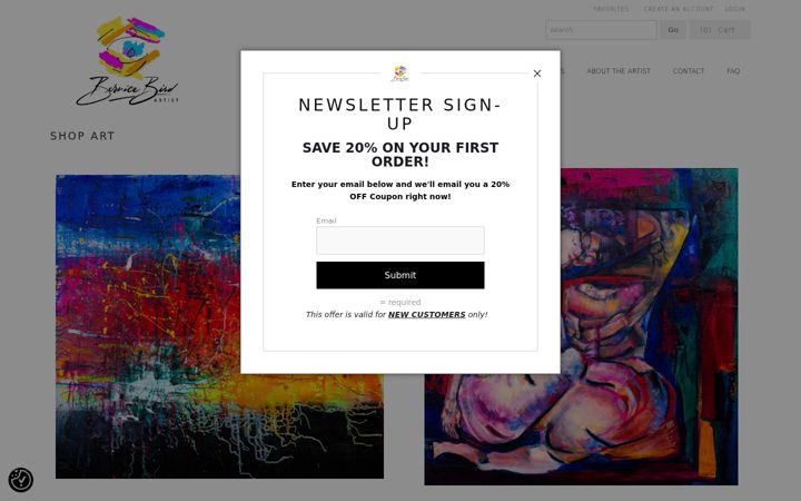 Screenshot of bernicetheartist.com