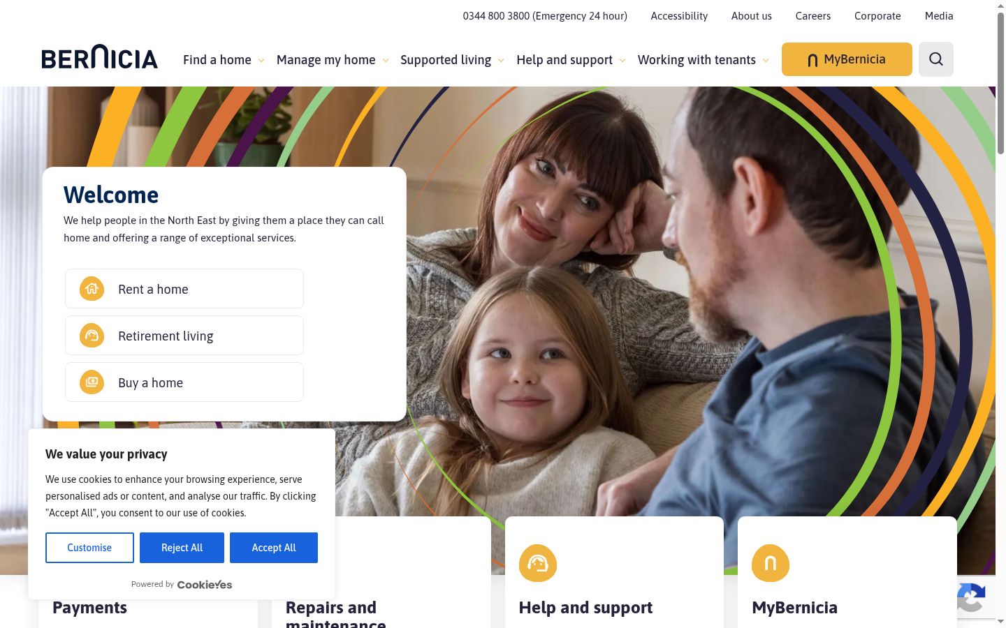 Ekrānuzņēmums ar piekrišanas baneri, kas tika rādīts pirms jebkādas mijiedarbības