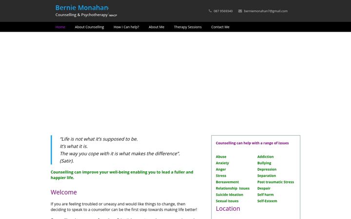 Screenshot of berniemonahancounselling.com