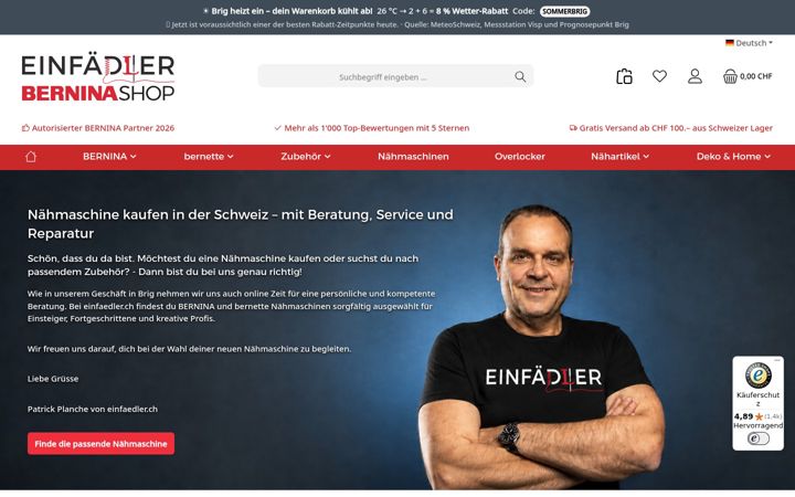 Screenshot of bernina-shop.ch