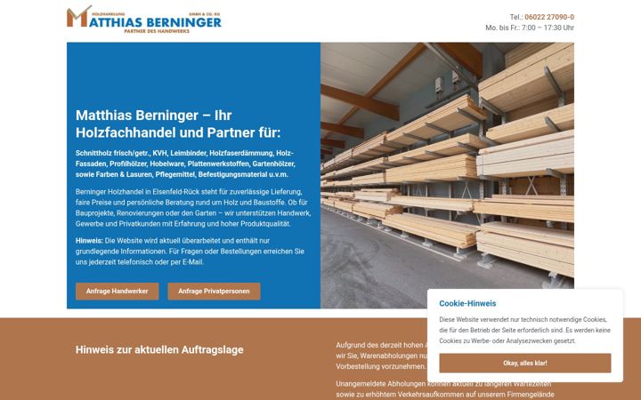 Екранна снимка на berninger-holzhandel.de