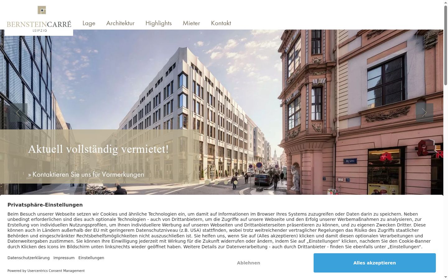 Screenshot of the consent banner shown before any interaction