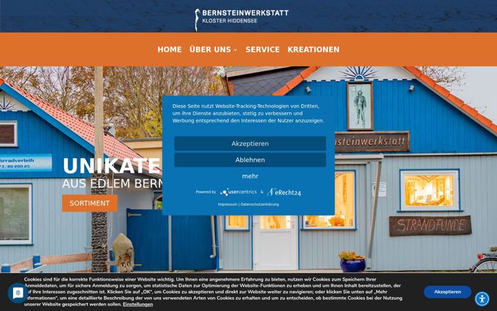 Screenshot of bernstein-werkstatt-hiddensee.de