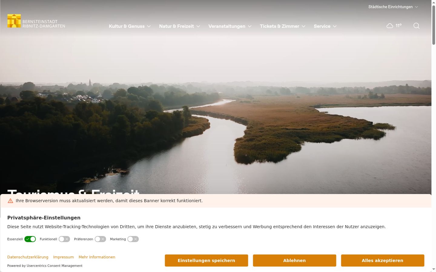 Screenshot van de toestemmingsbanner zoals getoond vóór enige interactie