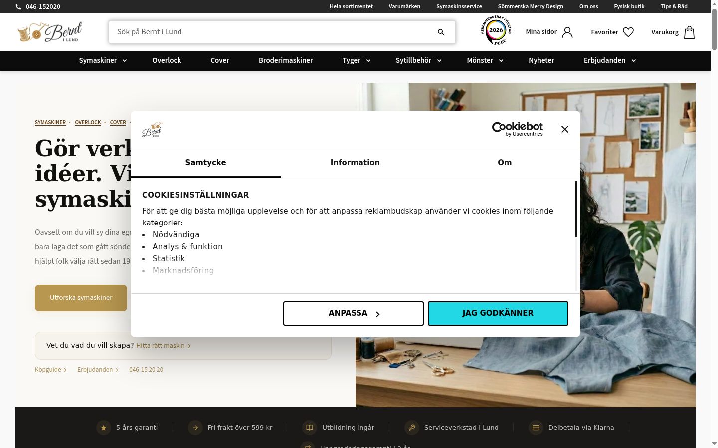 Skjermbilde av samtykkebanneret slik det vises før noen interaksjon