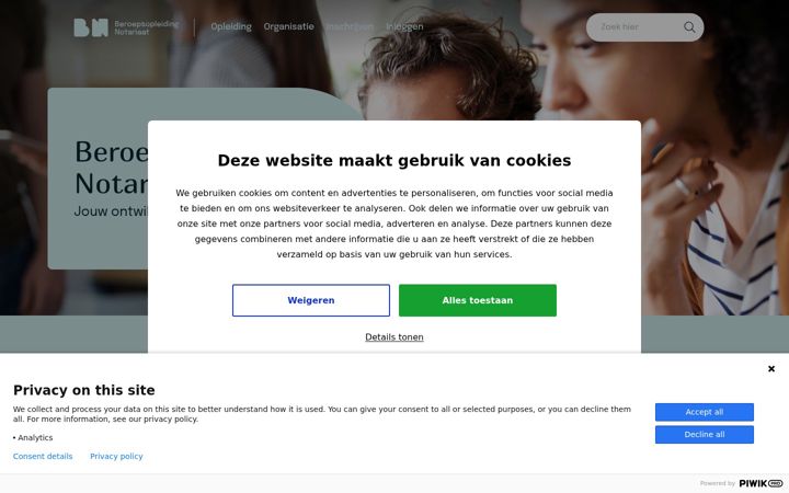 Screenshot of beroepsopleidingnotariaat.nl
