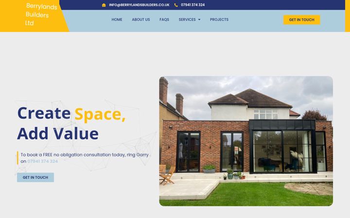Screenshot of berrylandsbuilders.co.uk