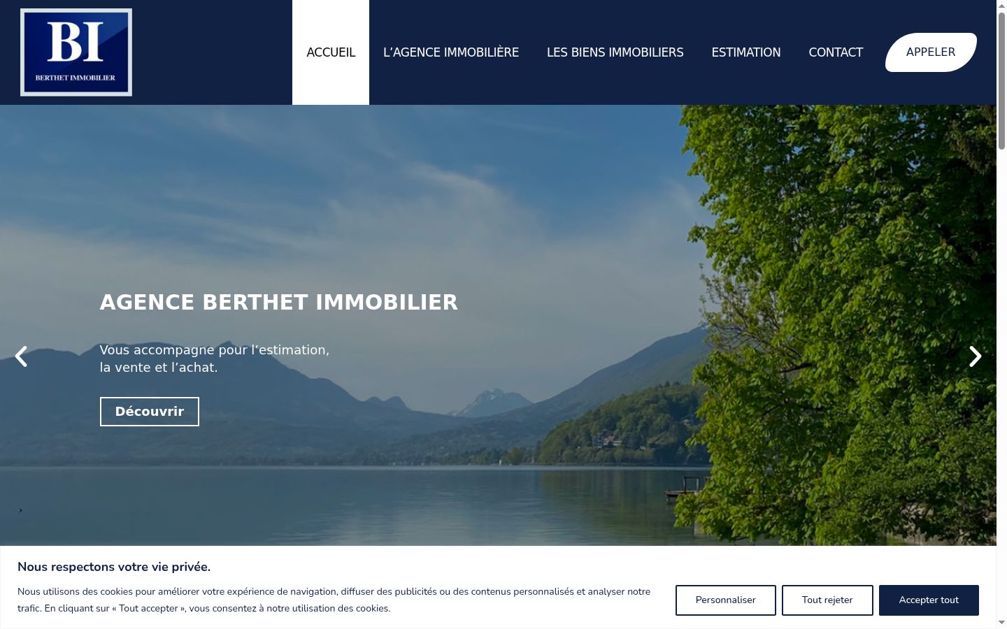 Capture d'écran de la bannière de consentement affichée avant toute interaction