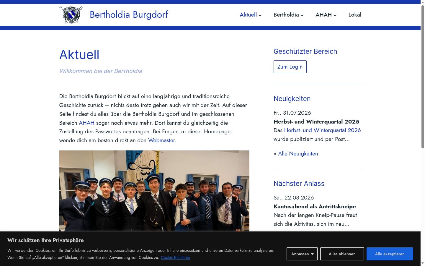 Screenshot des Einwilligungsbanners vor jeglicher Interaktion