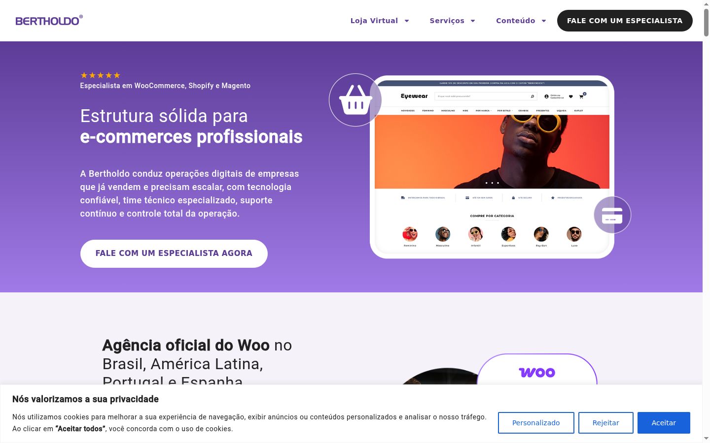 Captura de pantalla del banner de consentimiento mostrado antes de cualquier interacción