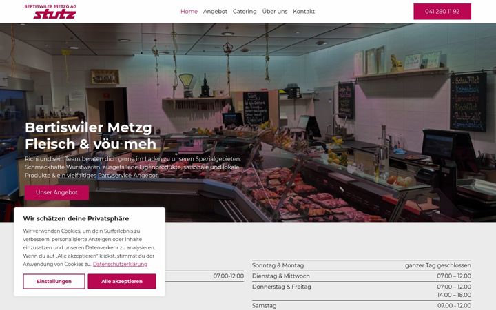 Ekraanipilt saidist bertiswiler-metzg.ch