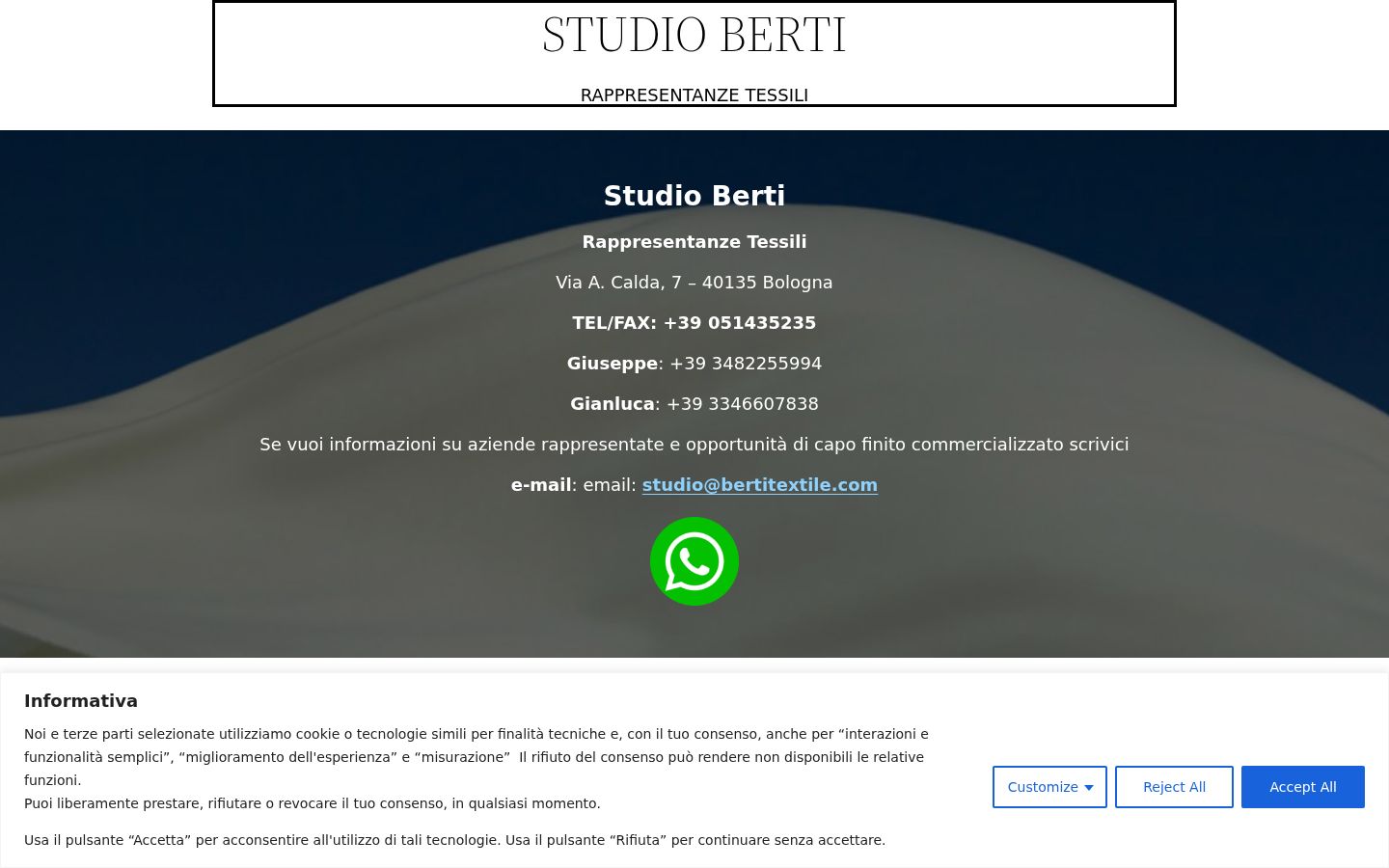 Screenshot del banner di consenso mostrato prima di qualsiasi interazione