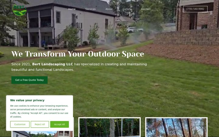 Screenshot of bertlandscaping.com